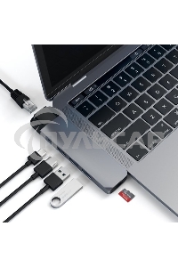 Хаб USB Satechi Aluminum Pro Hub with Ethernet для 2016/2017 MacBook Pro 13” и 15”. серый космос.