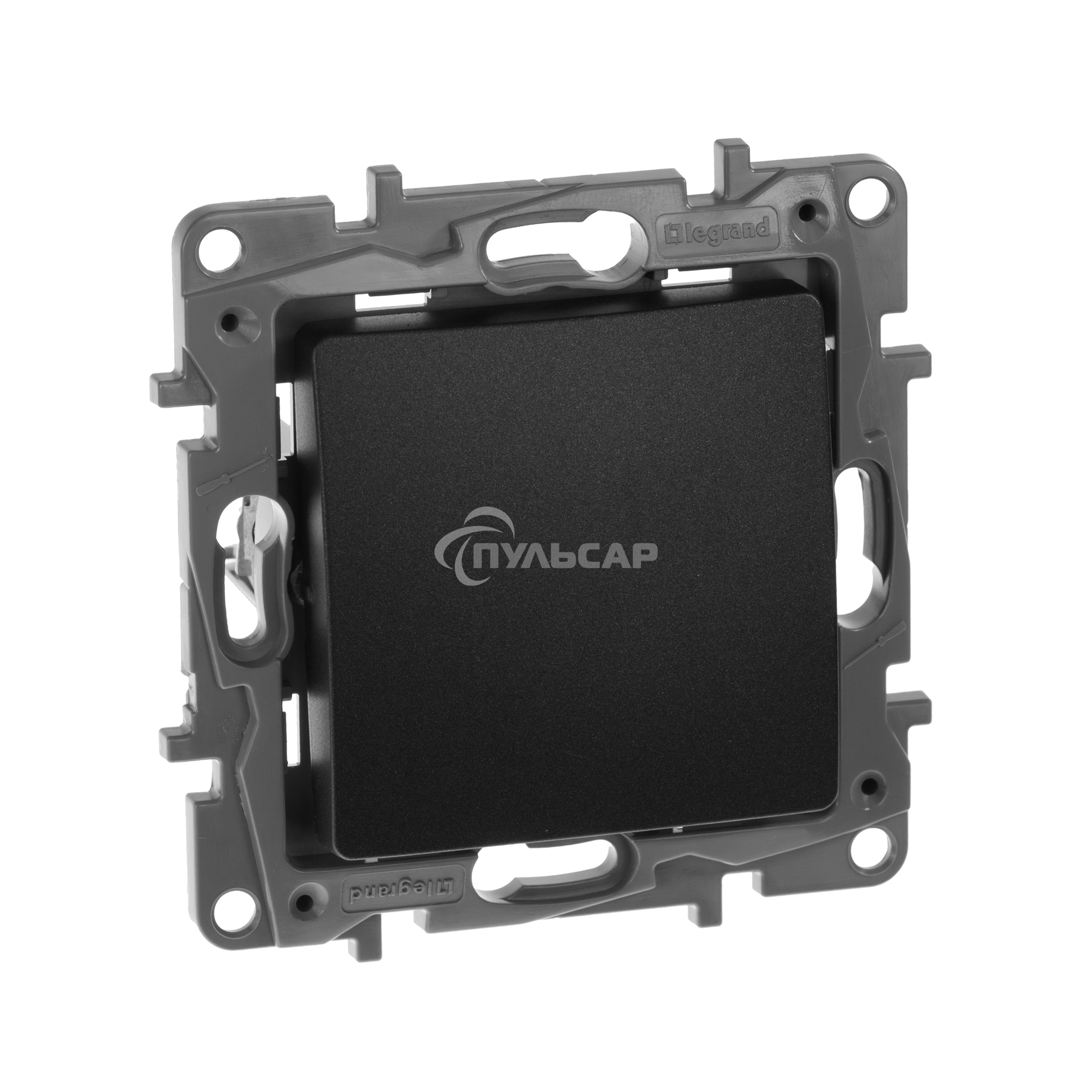 Переключатель одноклавишный, автоматические клеммы, Etika, 10AX, 250В~, антрацит