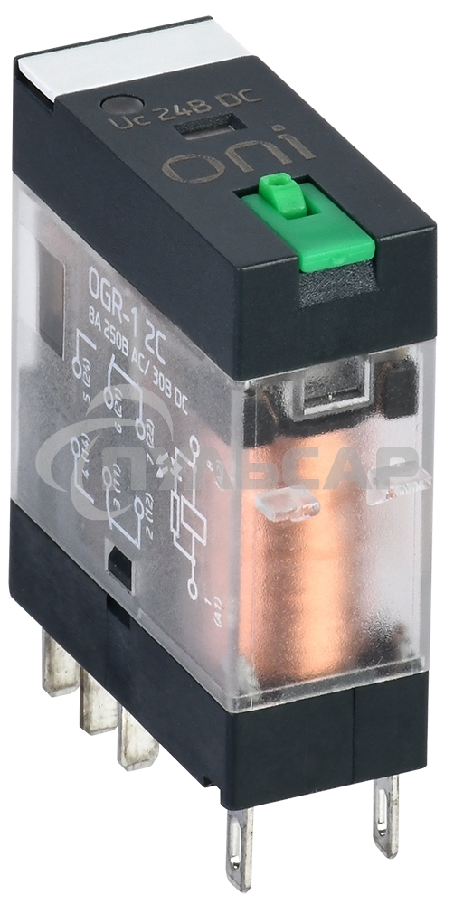 Реле общего назначения OGR-1 2C 24В DC с LED и тест. кнопкой ONI OGR-1-2C-DC24V-L-B