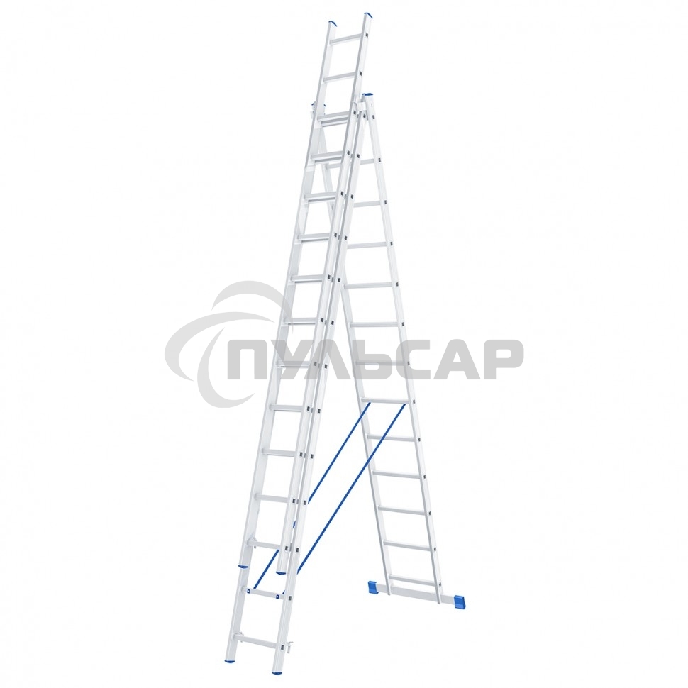 Лестница, 3 х 13 ступеней, алюминиевая, трехсекционная, Россия Сибртех 97823