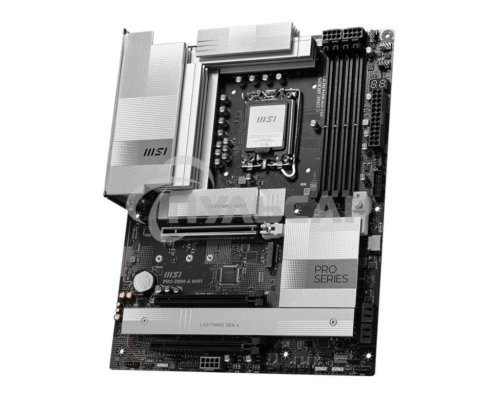 Материнская плата MSI PRO Z890-A WIFI, LGA 1851, Intel Z890, 4xDDR5, 4xSATA, 4xM.2, 1xPCIe 5.0 x16, 2xPCIe 4.0 x4, 1xHDMI, 2xUSB-C Thunderbolt 4, 1xUSB-C 3.2 Gen 2, 3xUSB-A 3.2 Gen 2, 4xUSB-A 3.2 Gen 1, 1x 5Gb LAN, 2x3.5 мм, 7.1, ATX