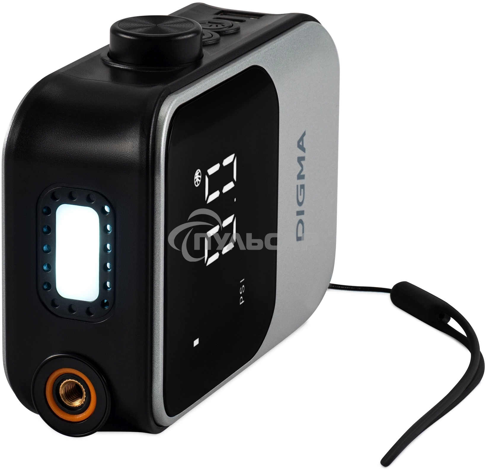 Автомобильный компрессор Digma QBK-120G серый, шланг 0.2м