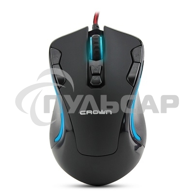 Мышь проводная Crown Gaming CMXG-804 черный, 2000 dpi, USB, кнопки - 9