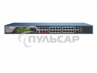 Неуправляемый коммутатор. 24 RJ45 100M PoE с грозозащитой 6кВ, 1 Uplink 1000М, 1 Uplink 1000М SFP, бюджет PoE 230Вт, CAT5e, пропускная способность 8.8 Гб/с, стандарты PoE IEEE802.3af, IEEE802.3at, 100-240 VAC, 4A, -10...+55C