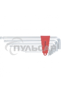 Набор ключей имбусовых Matrix HEX, 2–12 мм, CrV, 9 шт., экстра-длинные, c шаром, сатин.