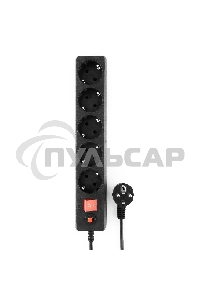 Сетевой фильтр Гарнизон ECL-5-B-1.4, 5р, 10А, 1.4м, ур.защиты 4, черный, пакет