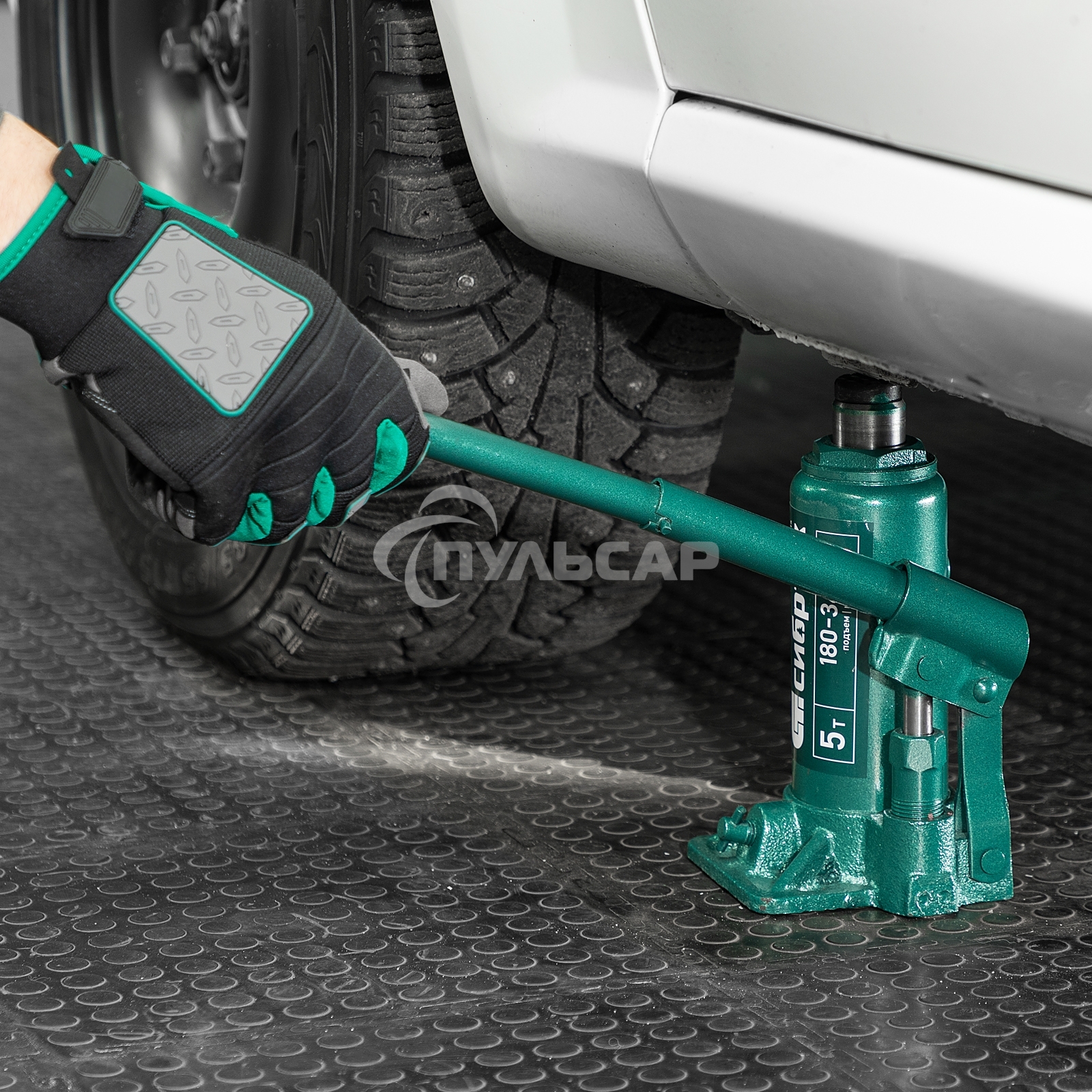 Домкрат гидравлический Сибртех бутылочный, 5т, 180-340мм, в пласт. кейсе