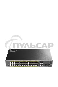 Коммутатор Cudy GS1026PS2, (L2) 26x1Gbит/с 2xКомбо(1000BASE-T/SFP), 2SFP, 24PoE, 300W, неуправляемый