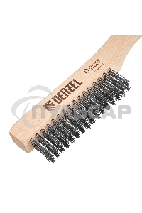 Щетка зачистная Denzel 4-х рядная, прямая проволока из нержавеющей стали с деревянной ручкой, EFP