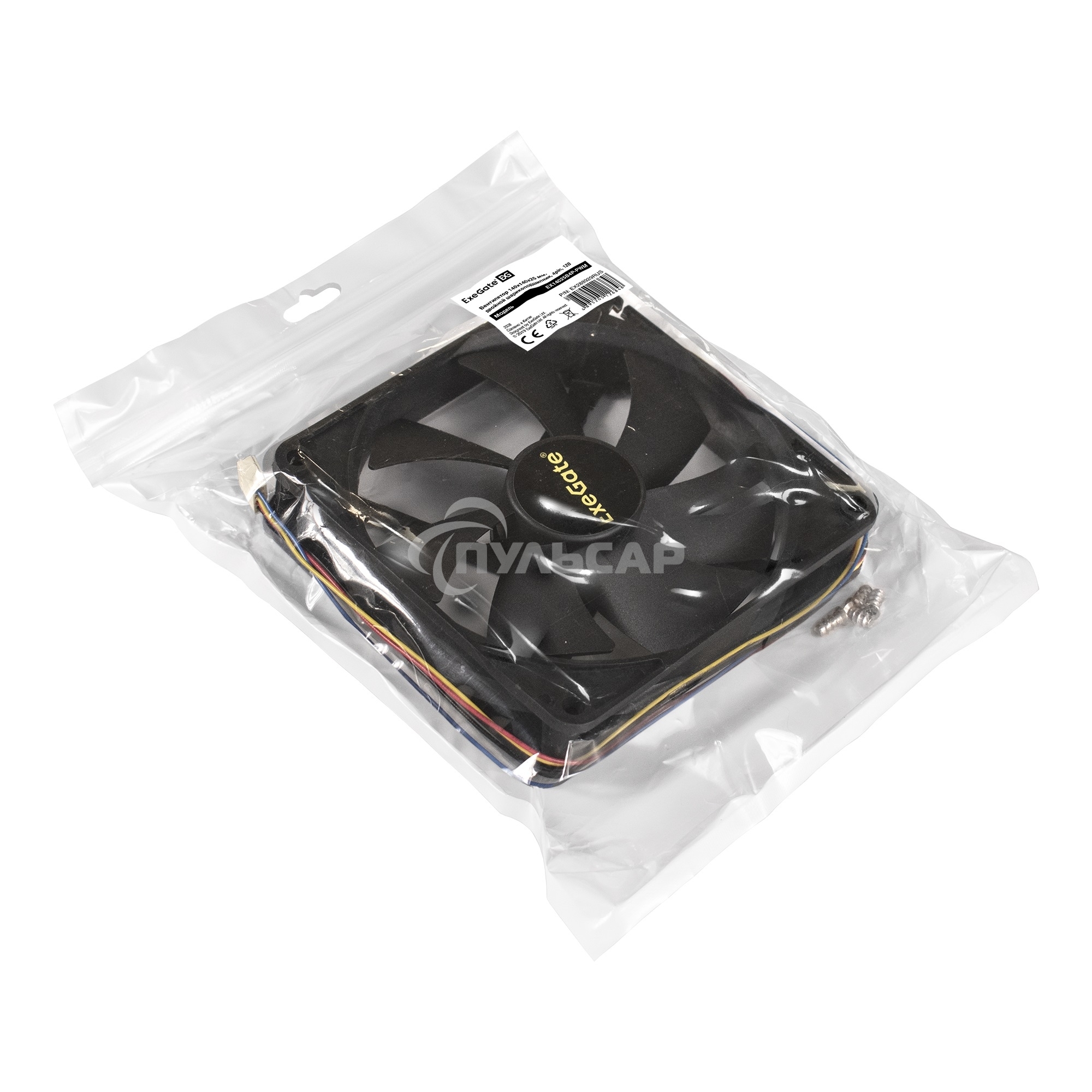 Вентилятор для корпуса ExeGate EX14025B4P-PWM черный, 140 мм, 1200 об/мин, 28 дБ, 4 pin