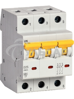 Выключатель автоматический IEK ВА47-60МА без тепл. расцеп. 3P 25А 6кА D