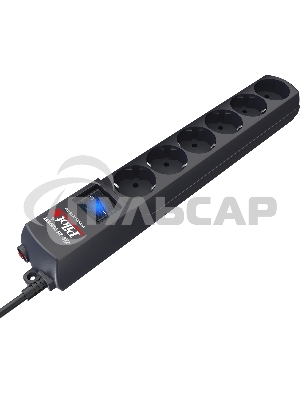 Сетевой фильтр Pilot S 6 розеток (5 евро + 1 без заземления) 1.8 м, графит