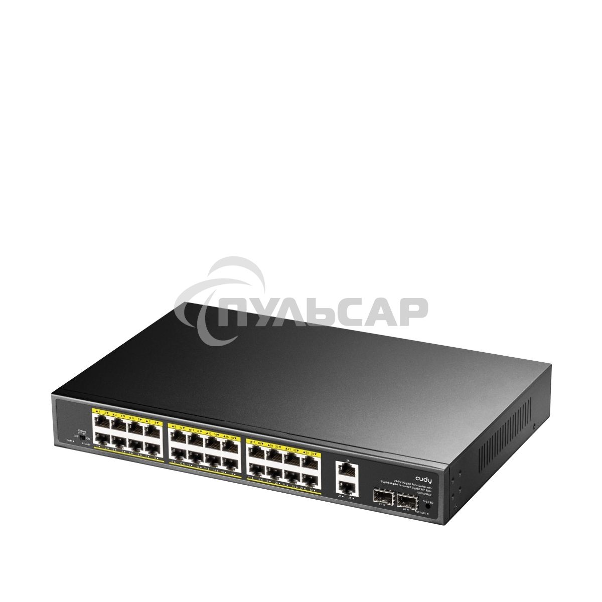 Коммутатор Cudy GS1026PS2, (L2) 26x1Gbит/с 2xКомбо(1000BASE-T/SFP), 2SFP, 24PoE, 300W, неуправляемый