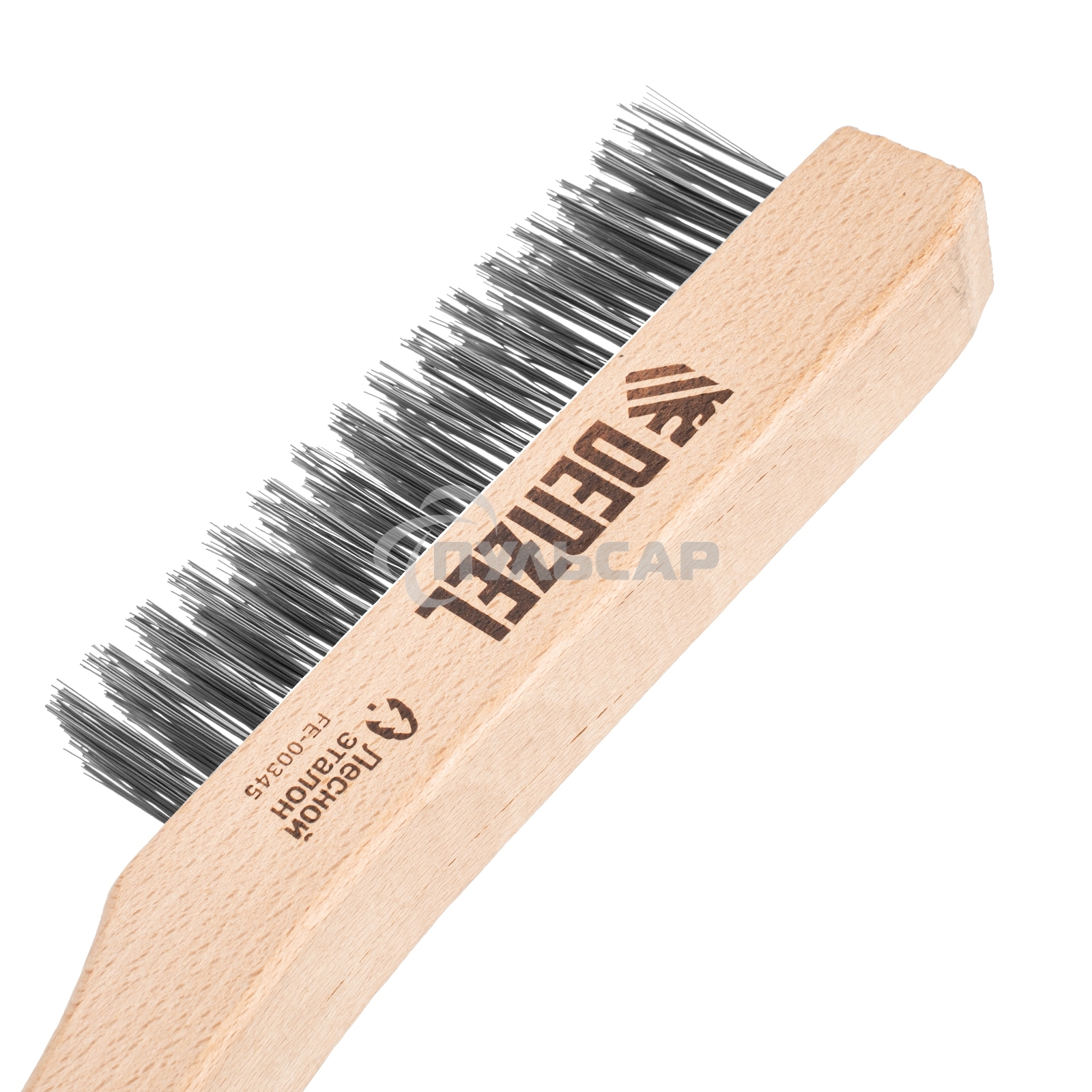 Щетка зачистная Denzel 4-х рядная, прямая проволока из нержавеющей стали с деревянной ручкой, EFP