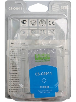 Картридж струйный Cactus CS-C4911 №82 голубой (72 ml) для HP Design Jet 500/800C