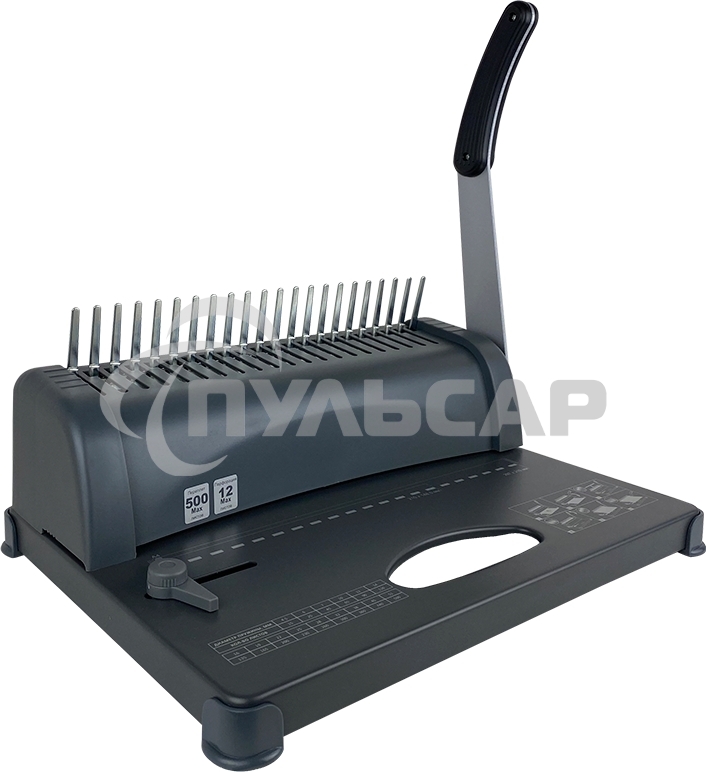 Переплетчик ГЕЛЕОС БП-12 на пластиковую пружину, А4, ручная перфорация 12 листов, переплет макс до 500 л., глубина перфорации 3,5-5,5 мм