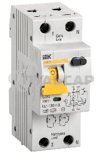 Выключатель автоматический дифференциального тока Iek MAD22-5-050-C-100 АВДТ 32 C50 100мА