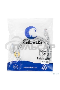 Патч-корд Cabeus PC-UTP-RJ45-Cat.5e-2m U/UTP, кат.5е, 2xRJ45/8p8c, неэкранированный, серый, PVC, 2м