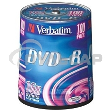 Диск DVD-R Verbatim 4.7Gb 16x Cake Box (100шт) (43549)