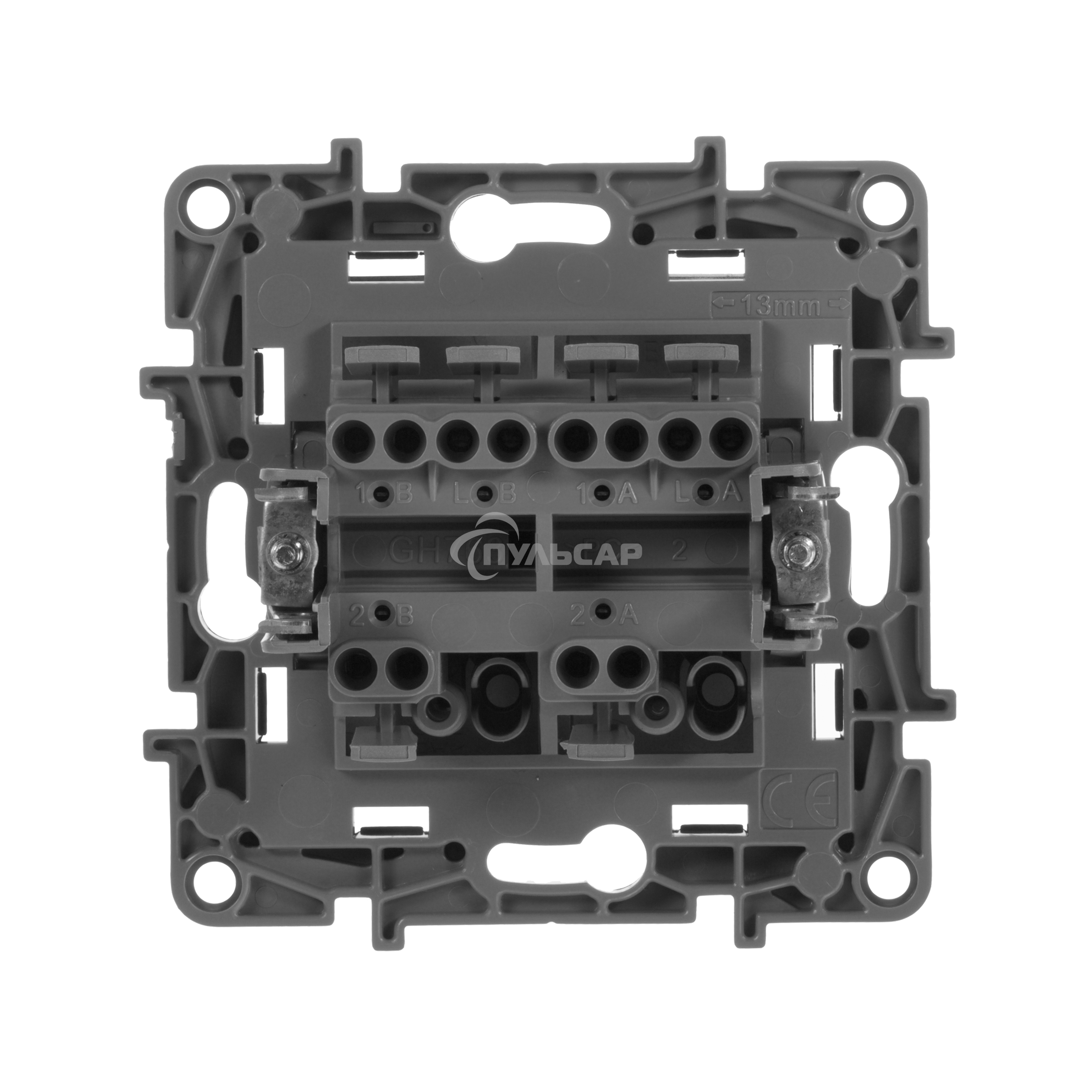 Переключатель 2клавишный 10AX, антрацит ETIKA 