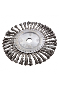 Щетка для УШМ, 200 мм, Плоская, крученая нержавеющая проволока 0,5 мм, посадка 22,2 мм Denzel