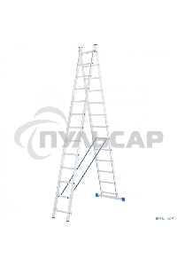 Лестница, 2 х 13 ступеней, алюминиевая, двухсекционная, Россия Сибртех 97913