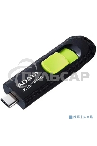 Флешка USB ADATA UC300 (ACHO-UC300-64G-RBK/GN), 64 Gb, Type-C USB 3.2, R/W 100/30, черный/зеленый