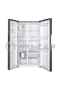 Холодильник Maunfeld MFF177NFB черный глянц. двухкамерный 263/170л морозилка сбоку, No Frost, Side by Side