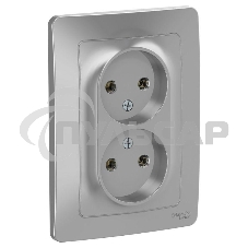 Розетка 2-м СП BLANCA 16А 250В без шторок без заземл. алюм. SchE BLNRS000023