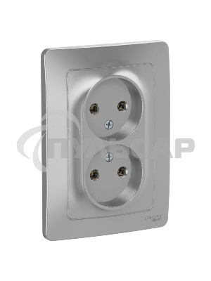 Розетка 2-м СП BLANCA 16А 250В без шторок без заземл. алюм. SchE BLNRS000023