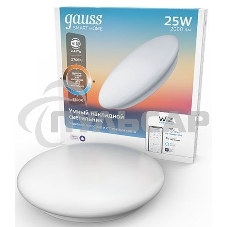 Светильник GaussSmartHome наст-потол 25W2000lm2700-6500К198-264V IP20 400*70мм изм.цвет.тем.+дим LED1/5