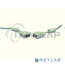 Кабель Gembird/Cablexpert CC-PPVGA-10,Кабель VGA Premium 15M/15M, 3.0м, белый, тройной экран, феррит.кольца