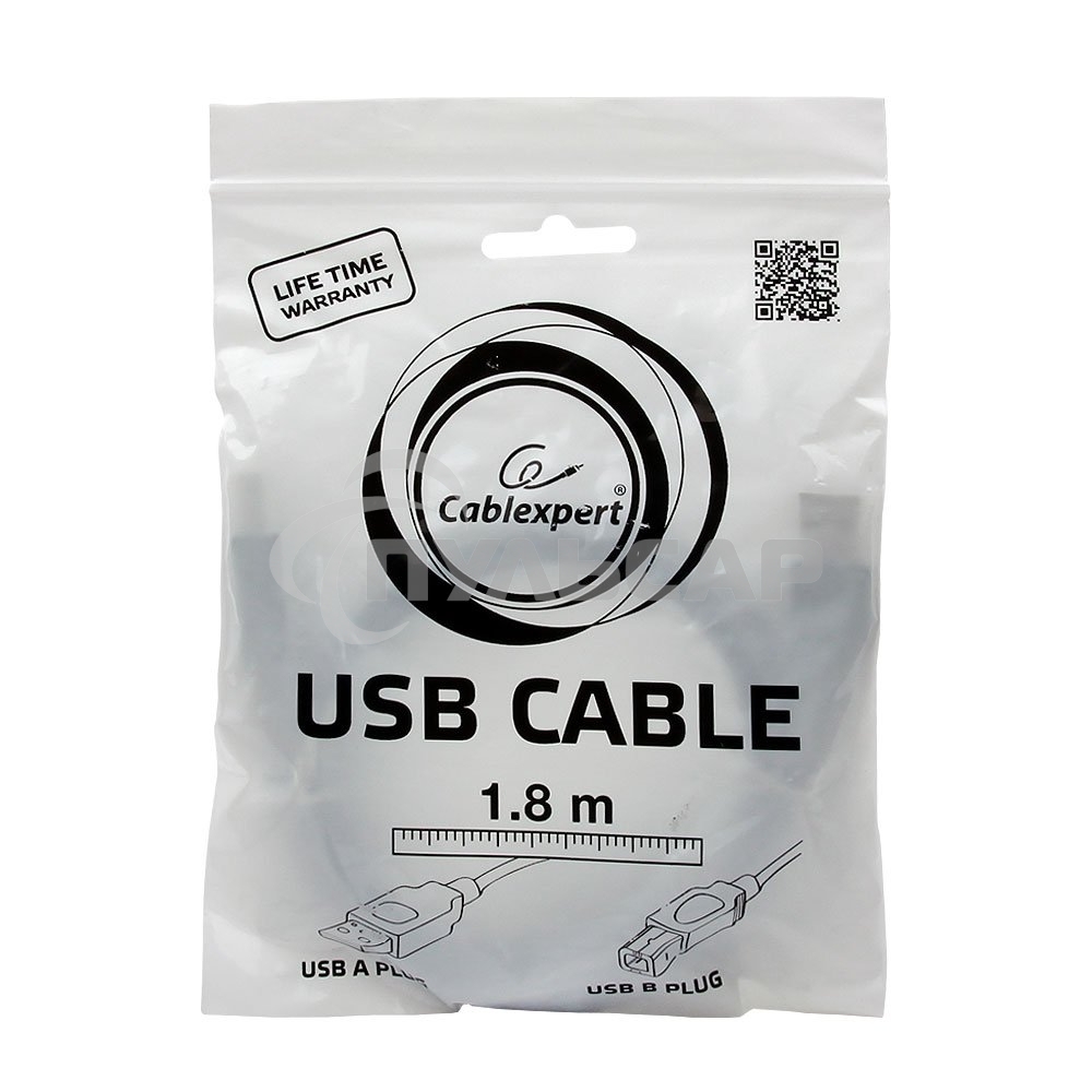 Кабель USB2.0 Pro Cablexpert CCP-USB2-AMBM-6G, AM/BM, 1.8м, экран, серый