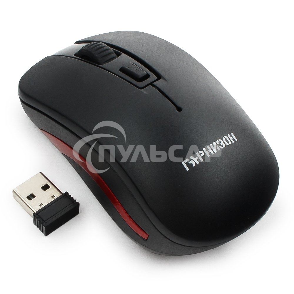 Мышь беспроводная Гарнизон GMW-420 черный, 1600 dpi, радиоканал, USB, кнопки - 4
