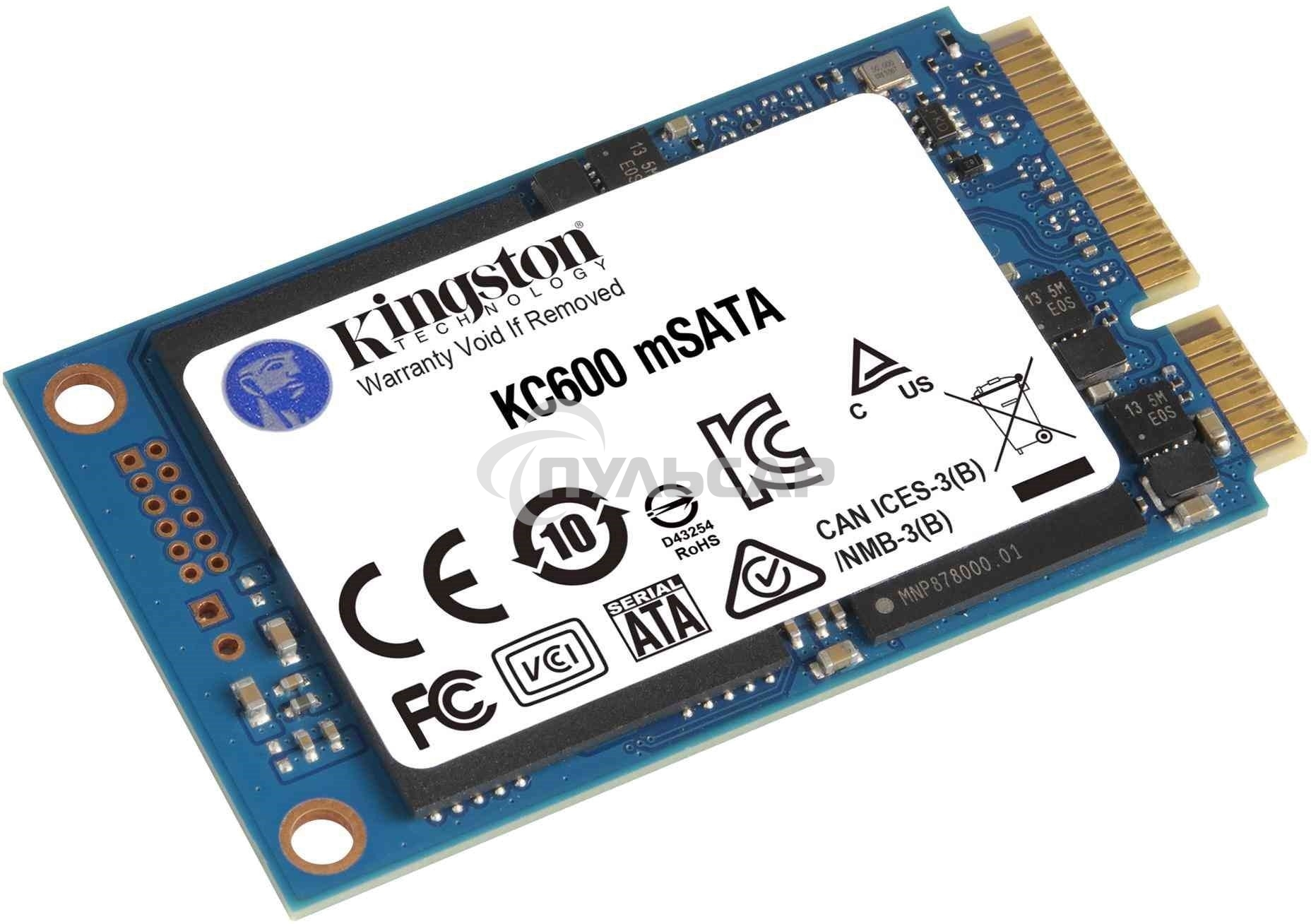 Накопитель SSD Kingston KC600, 512Gb, mSATA, R/W 550/520