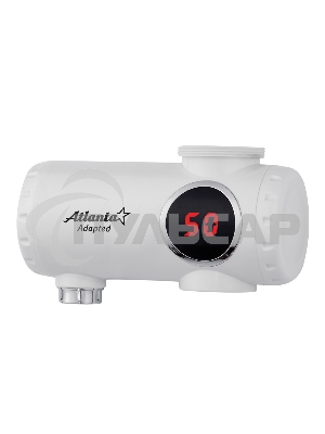 Водонагреватель Atlanta, ATH-7425 белый, проточный 2000Вт, Мгновенный нагрев потока в диапазоне 30-85 °C, Автоматическое гидравлическое управление, Защита от сухого включения ТЭНа, Работает в водопроводных сетях с давлением от 0,05 до 0,5 МPa, защита от п