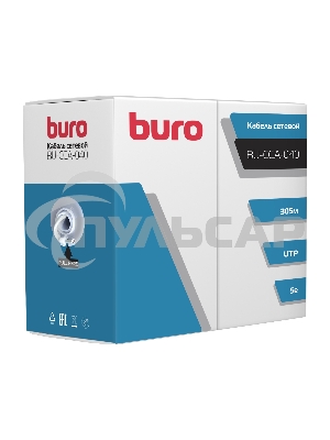 Кабель сетевой Buro UTP 4 пары cat5E solid 0.40мм CCA 305м серый