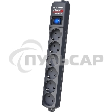 Сетевой фильтр Pilot S 6 розеток (5 евро + 1 без заземления) 5 м, графит