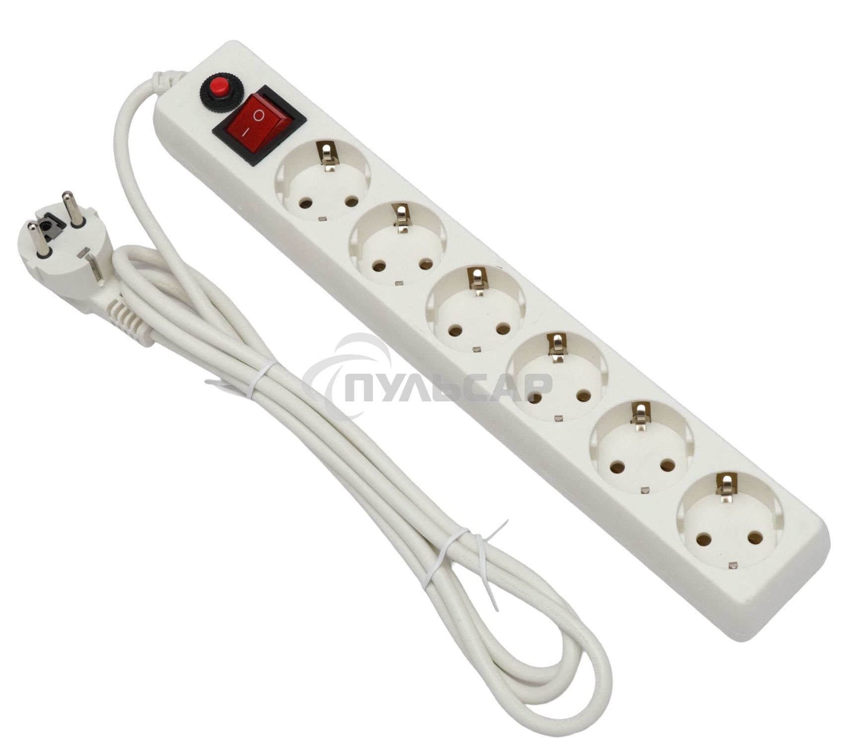 Сетевой фильтр Гарнизон ECL-6-W-1.8, 6р, 10А, 1.8м, ур.защиты 4, белый, пакет