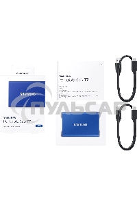 Внешний SSD Samsung T7, 2TB, USB 3.2 Gen 2 Type-C, R/W 1050/1000, синий