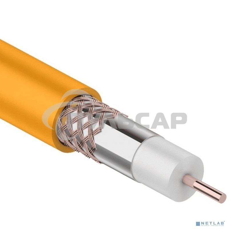 Кабель коаксиальный Rexant RG-6U+Cu нг(А)-HF, Cu/Al/Cu, 64%, 75 Ом, бухта 100 м, оранжевый