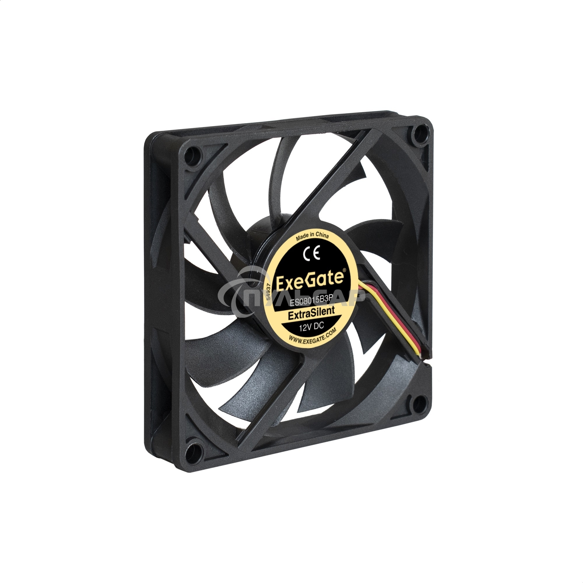 Вентилятор для корпуса ExeGate ExtraSilent ES08015B3P черный, 80 мм, 1700 об/мин, 17 дБ, 3 pin