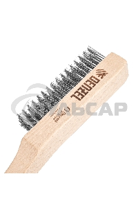 Щетка зачистная Denzel 5-и рядная, прямая проволока из нержавеющей стали с деревянной ручкой, EFP