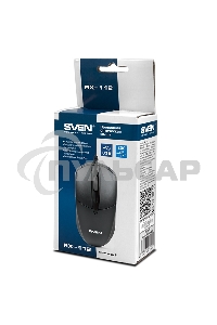Мышь проводная SVEN RX-112 черный, 800 dpi, USB, кнопки - 3