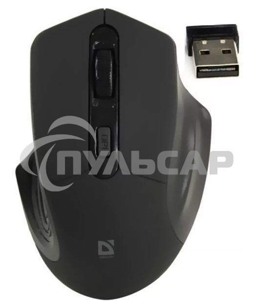 Мышь беспроводная Defender Datum MB-345 черный, 1600 dpi, радиоканал, USB, кнопки - 4