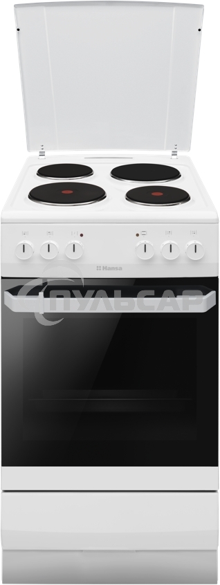 Плита электрическая Hansa FCEW54120 белый, конфорок 4 шт, духовка 62 л, 50 см x 85 см x 60 см