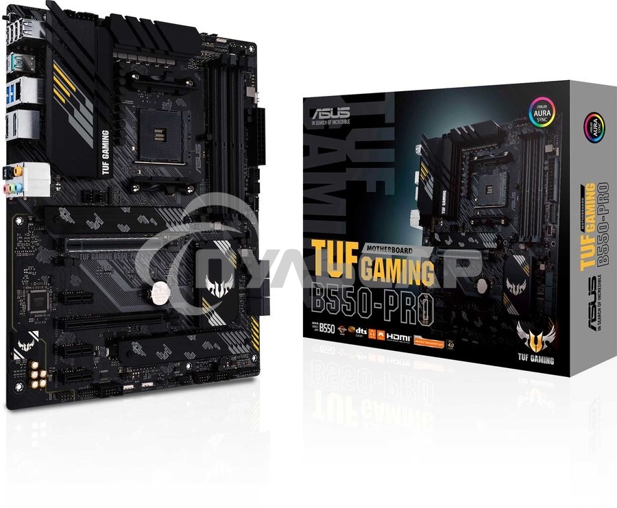 Материнская плата ASUS TUF GAMING B550-PRO, AM4, AMD B550, 4xDDR4, 6xSATA, 2xM.2, 1xPCIe 4.0 x16, 1xPCIe 3.0 x16, 3xPCIe x1, 1xHDMI, 1xDP, 1x 2.5Gb LAN, 4xUSB 2.0, 2xUSB 3.2 Gen 1, 1xUSB 3.2 Gen 2, 1xUSB-C 3.2 Gen 2, 5x3.5 мм, 7.1, ATX