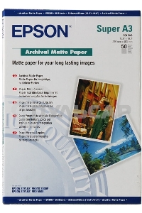 Фотобумага EPSON Архивная Матовая, 192г/м2, A3+(32,9X48,3)/50л.