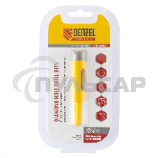 Сверло алмазное по керамограниту, 18 мм, мокрое резание, 6-гранный хвостовик Denzel