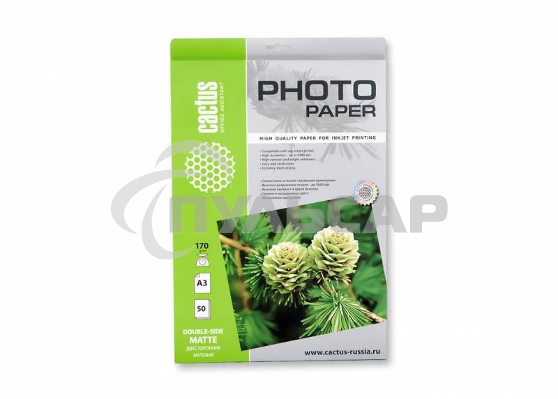 Фотобумага Cactus CS-MA317050DS матовая двухсторонняя А3 170 г/м2 50 листов